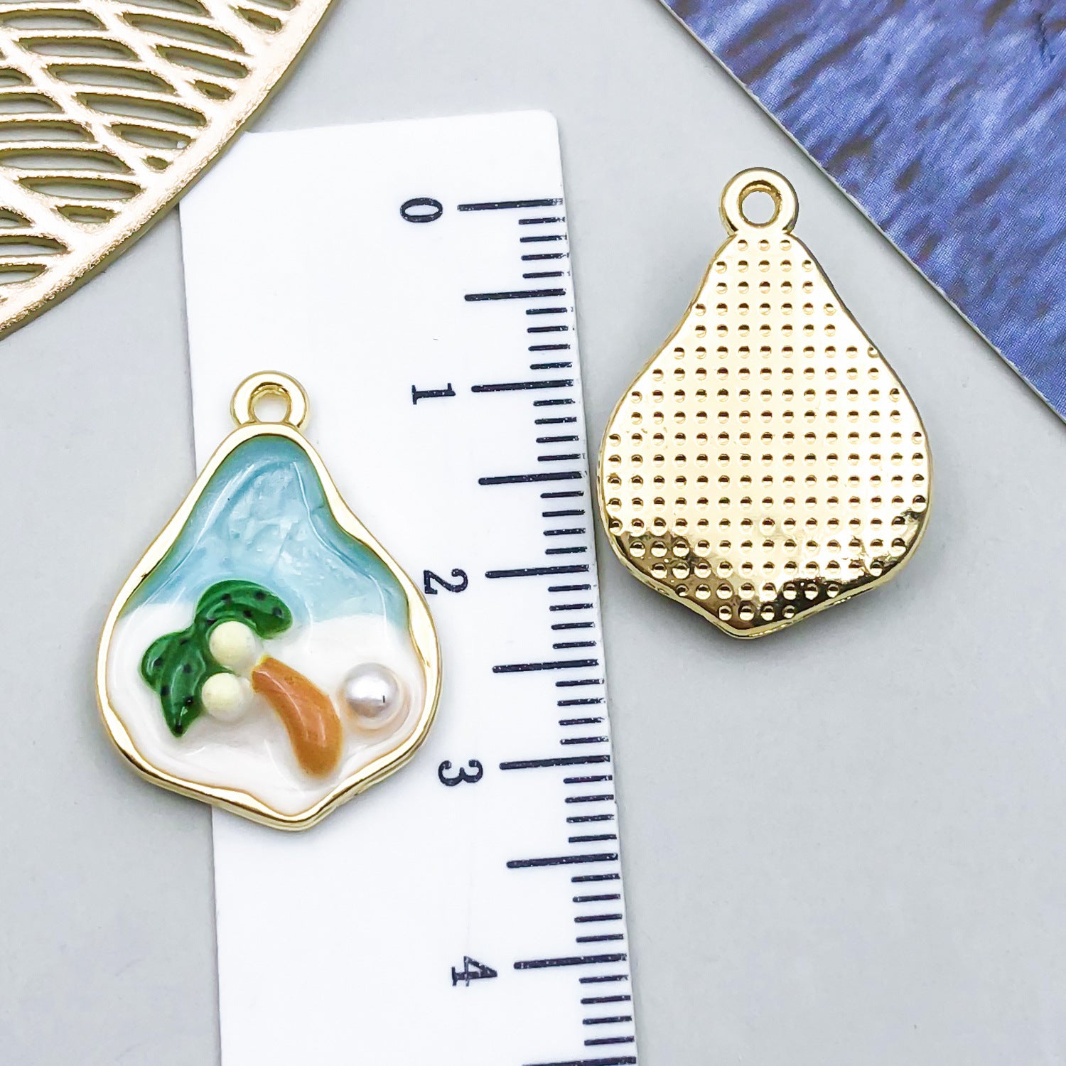 Wholesale Oil Painting Ocean Series DIY Alloy Oil Drop Pendant Necklace Earrings